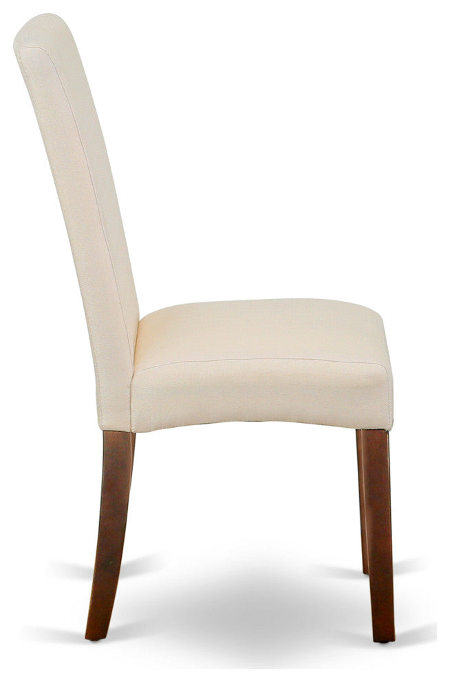 5 Pc Dinette Set, Mahogany Dining Table, 4 Cream Comfortable Chairs, High Back