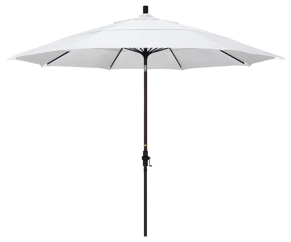 11' Bronze Collar Tilt Lift Fiberglass Rib Aluminum Umbrella, Pacifica, Natural