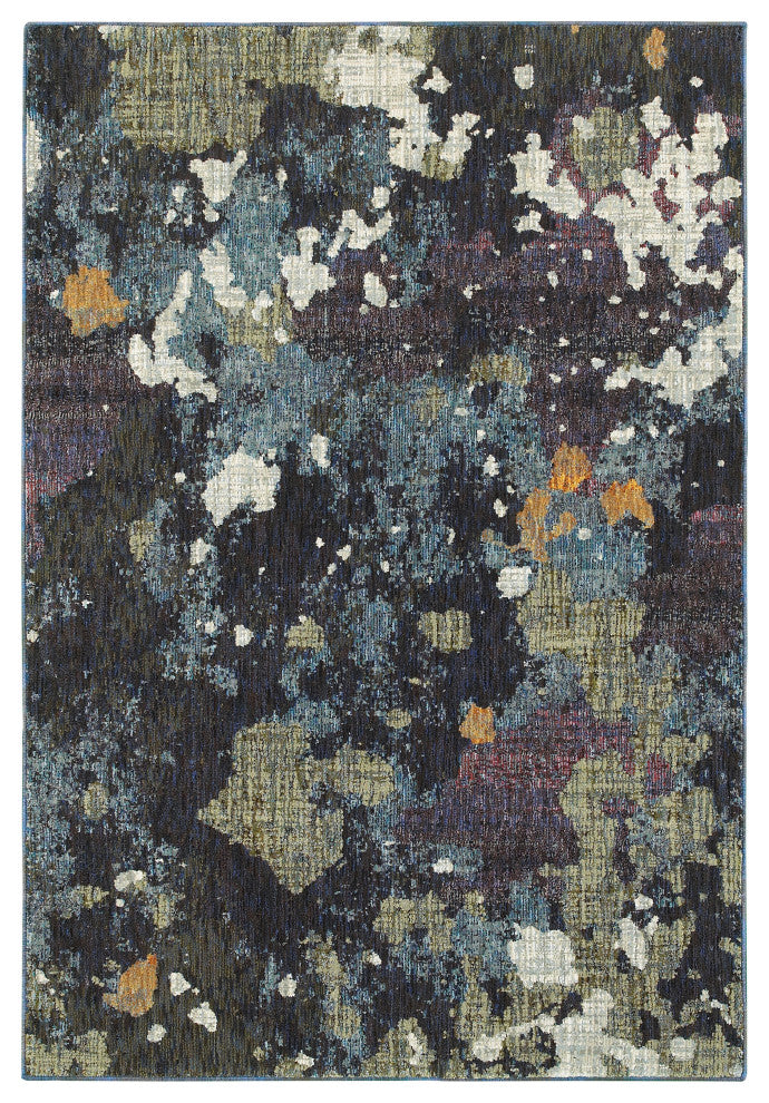 Elements Mottled Stone Navy/Green Area Rug, 10'x13'2"