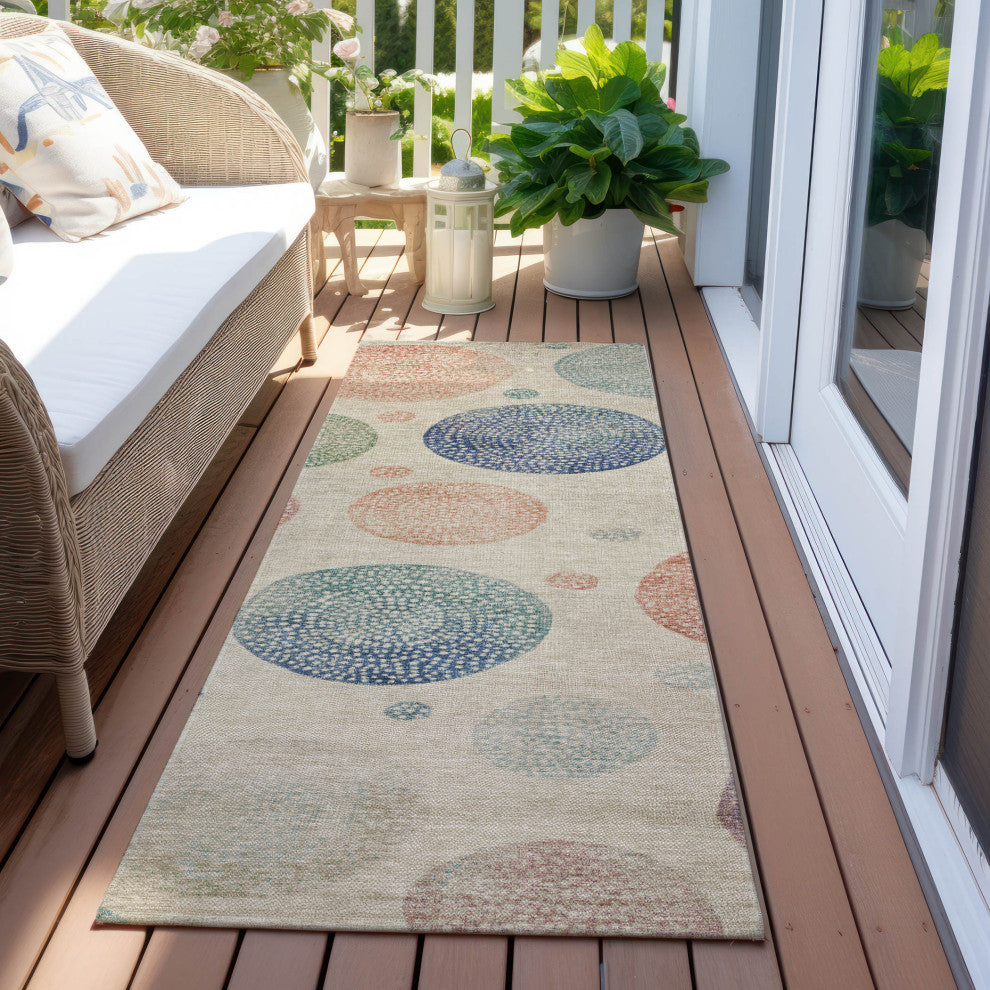 Machine Washable Indoor/Outdoor Chantille ACN1897 Ivory 2'3" x 7'6" Runner Rug