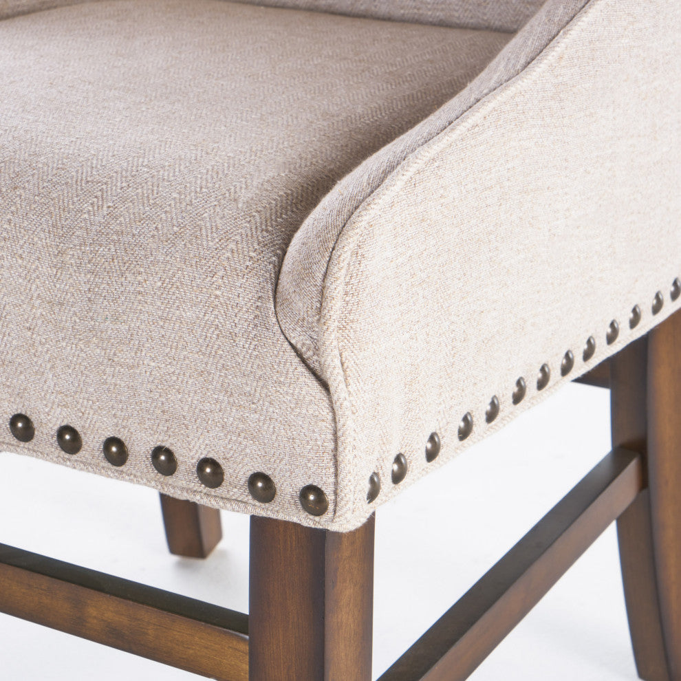 GDF Studio Claudia Contemporary Upholstered Dining Chairs, Set of 2, Natural/Brown