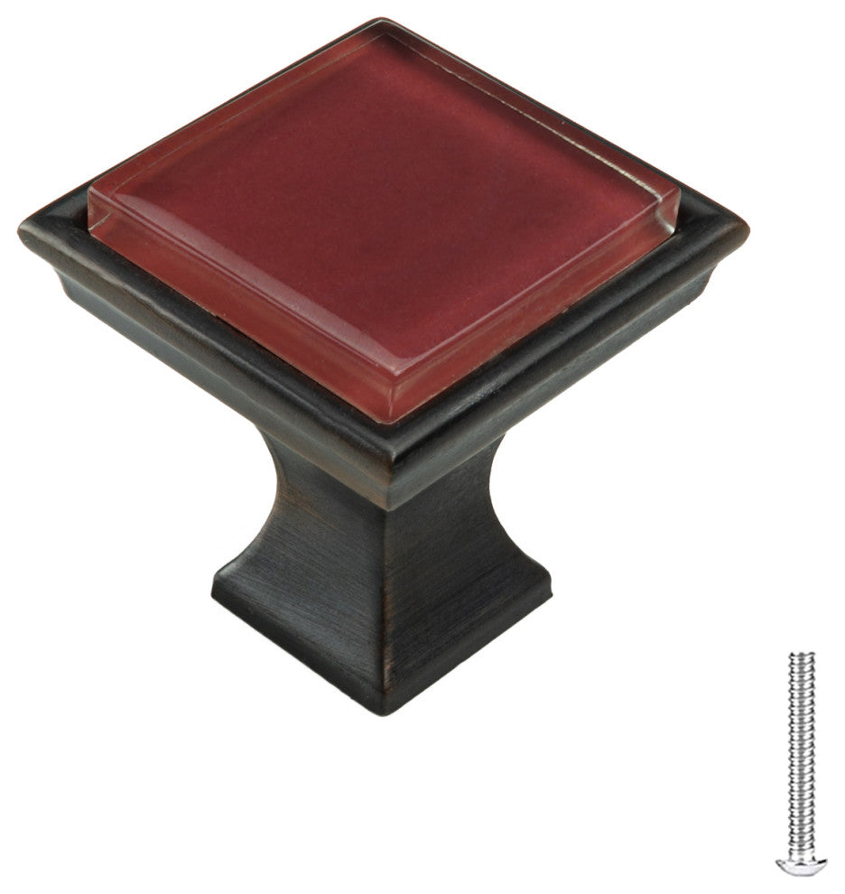Burgundy Red Crystal Glass Oil Rubbed Bronze Madison Classic Knob