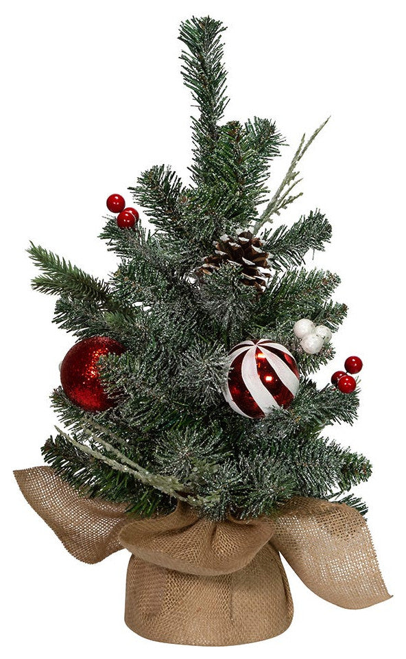18" Pinecones, Balls, and Berries Tree, Burlap