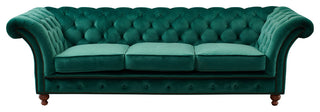 Peyton Sloped Arm Chesterfield Sofa Green Velvet