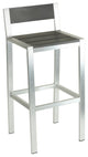 Haven Aluminum Outdoor Barstool, Slate Gray Poly Wood, Brushed Nickel