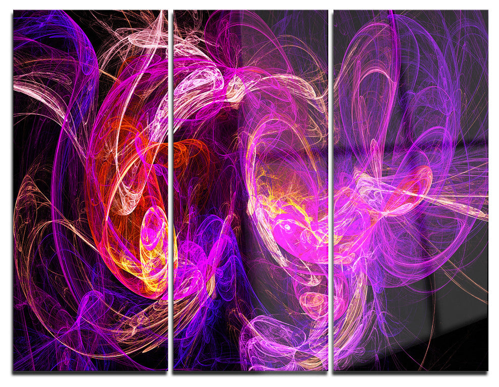 "Colored Smoke Blue Purple" Digital Metal Wall Art, 3 Panels, 36"x28"