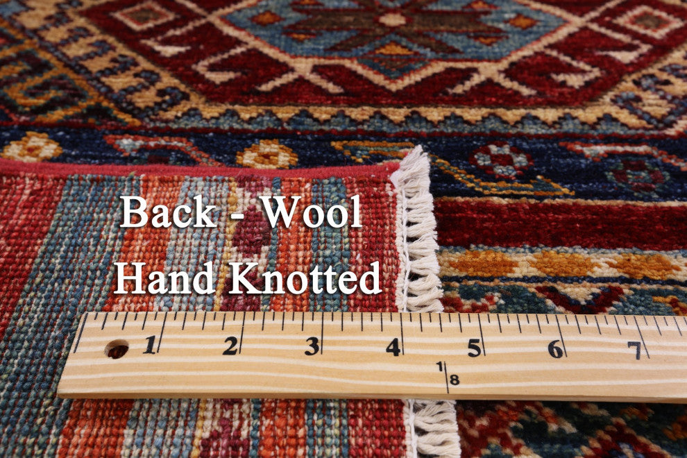 3' 4" X 4' 10" Hand-Knotted Khorjin Super Kazak Rug Q5673