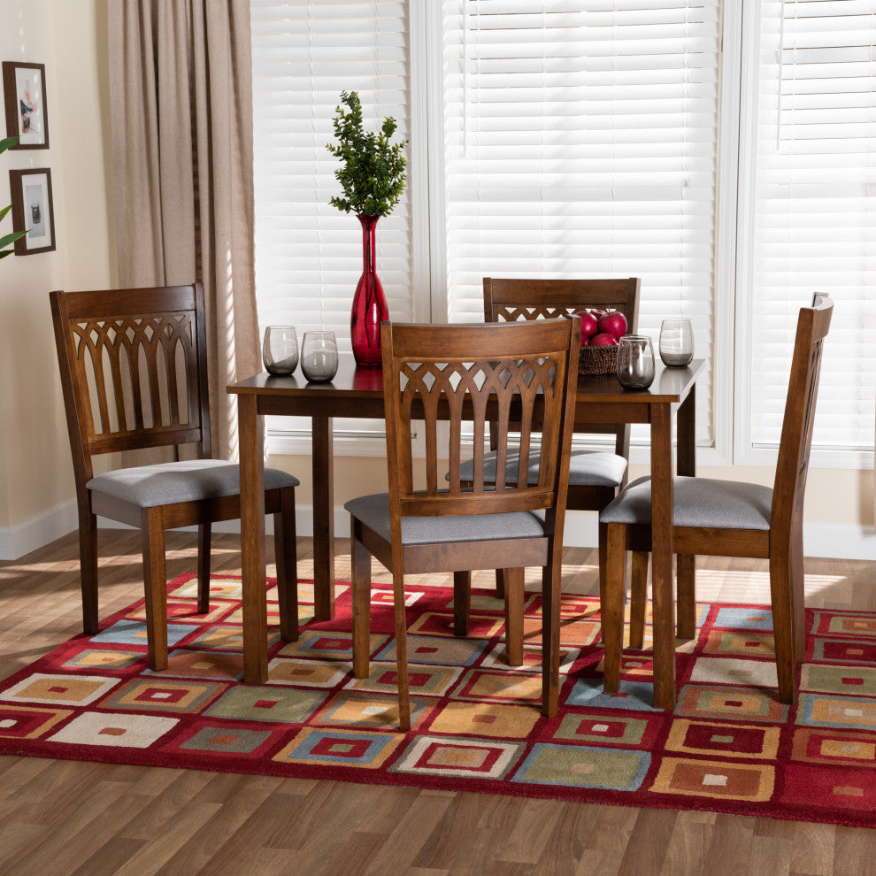 Marsala Modern Collection, Gray/Walnut Brown, 5-Piece Dining Set