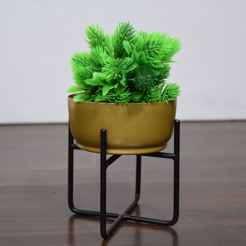Handmade 100% Iron Round Modern Planters Pot, Gold