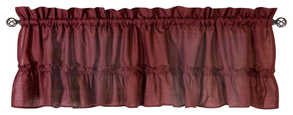 Ellis Curtain Stacey 54"x13" Ruffled Filler Valance, Merlot