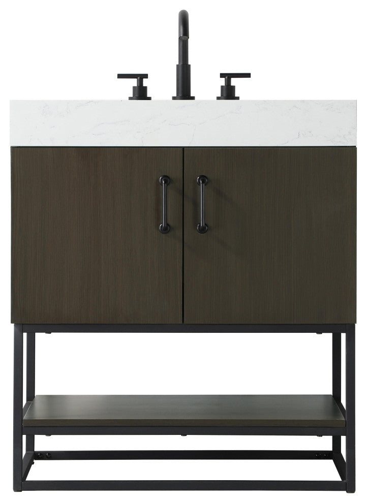 Home Living 30" Single Bathroom Vanity, Mocha Brown
