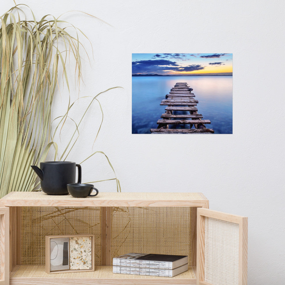 Old Weathered Lake Pier at Sunset Landscape Photo Loose Wall Art Prints, 16" X 20"