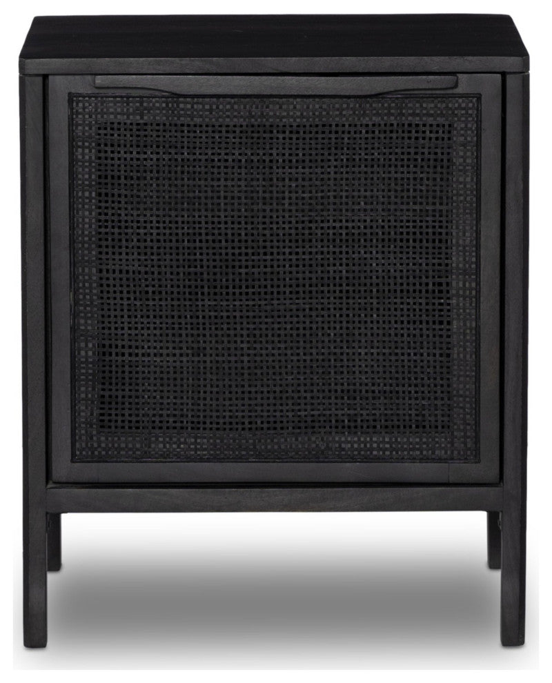 Sydney Left Nightstand Black Wash, Black Cane