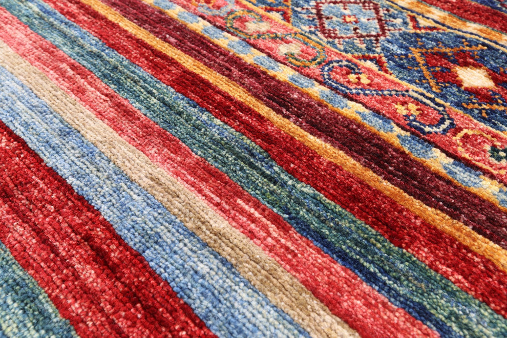 Hand-Knotted Khorjin Super Kazak Wool Rug 3' 2" X 5' 1" Q10805