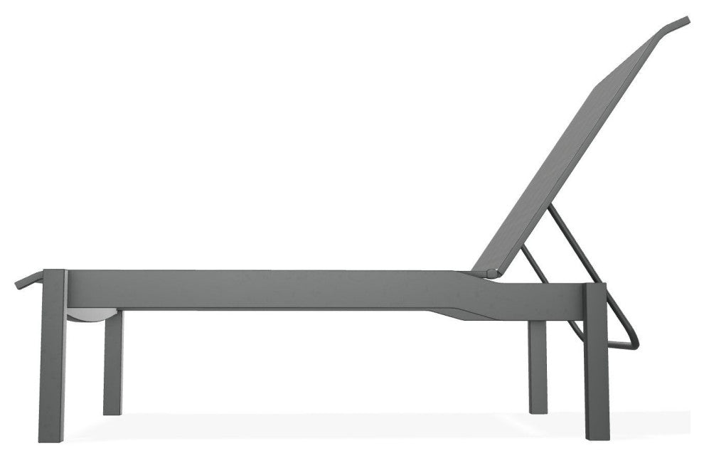 Leeward Sling Stackable Outdoor Chaise Lounge, Destiny Steel/Graphite