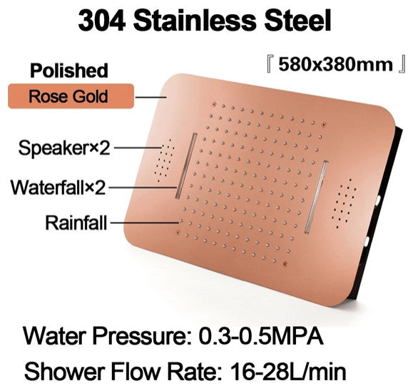 Thermostatic Recessed Ceiling Mount Led Rainfall Shower System, Phone Control
