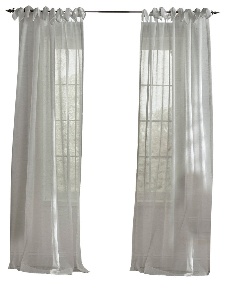 Vienna Tie-Top Sheer Window Curtain, Dusty Blue, 52"x84"