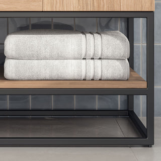 Bahia Bath Vanity, Oak, 84", Matte Black Hardware, Double, Freestanding