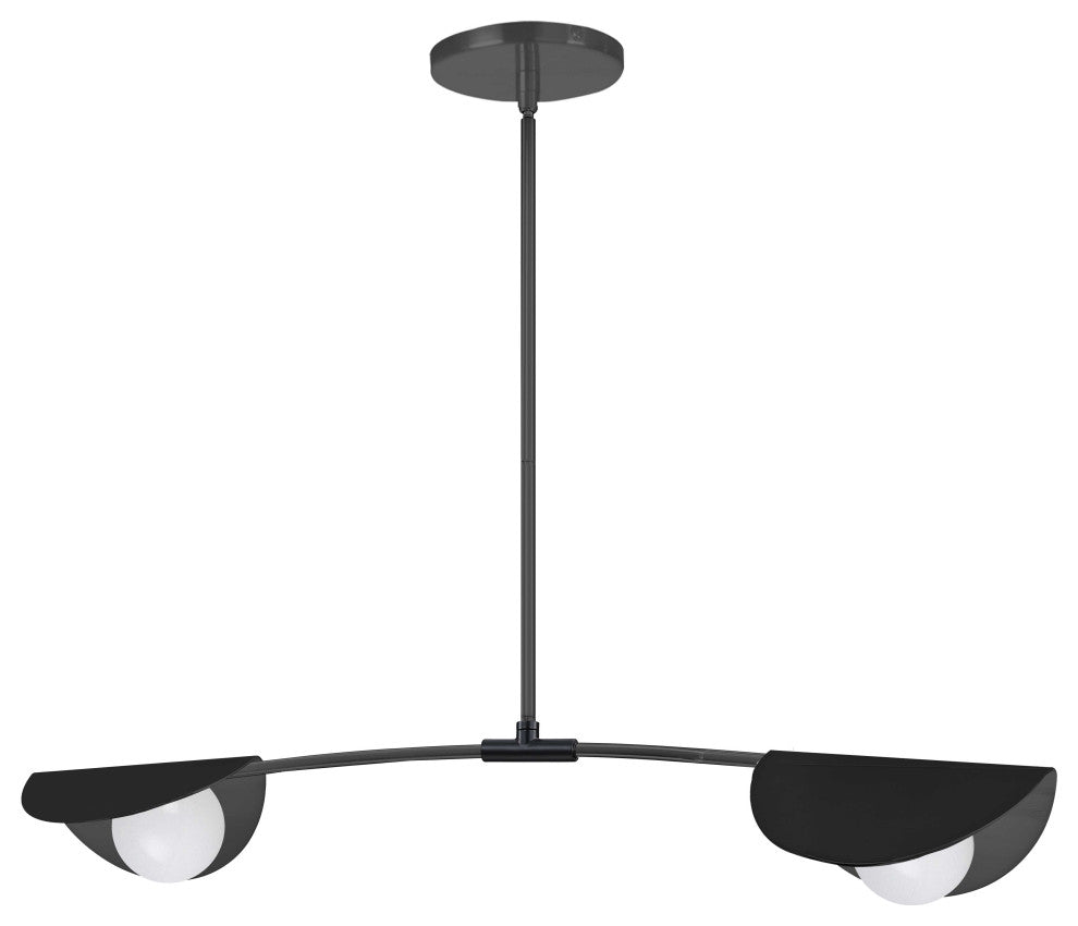 Emma Contemporary 2 Light Matte Black White Metal Pendant