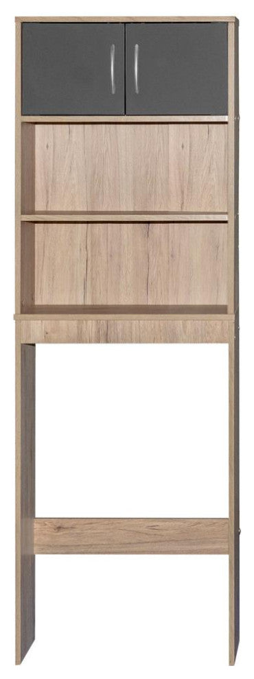 Better Home Products Ace Over-The-Toilet Storage Rack In Natural Oak & Dark Gray