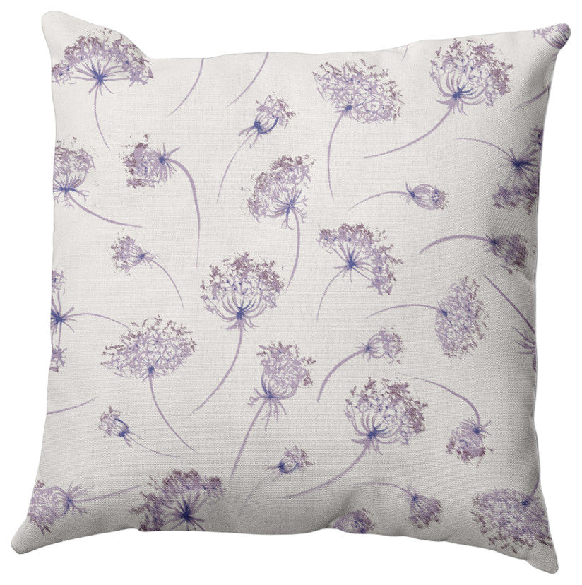 Wishing Flowers Pillow, Purple, 20"x20"