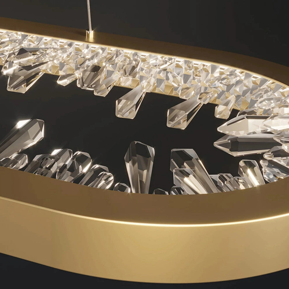Zeddiani | Gold Rings Led Crystal Chandelier for Bedroom, Oval