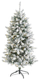 5' Flocked Livingston Fir Faux Xmas Tree With Pine Cones & 200 Clear Warm Lights