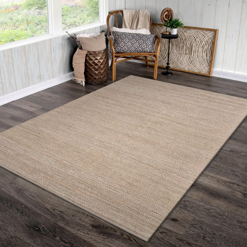 8" x 10" Blush Pink Textured Jute Area Rug