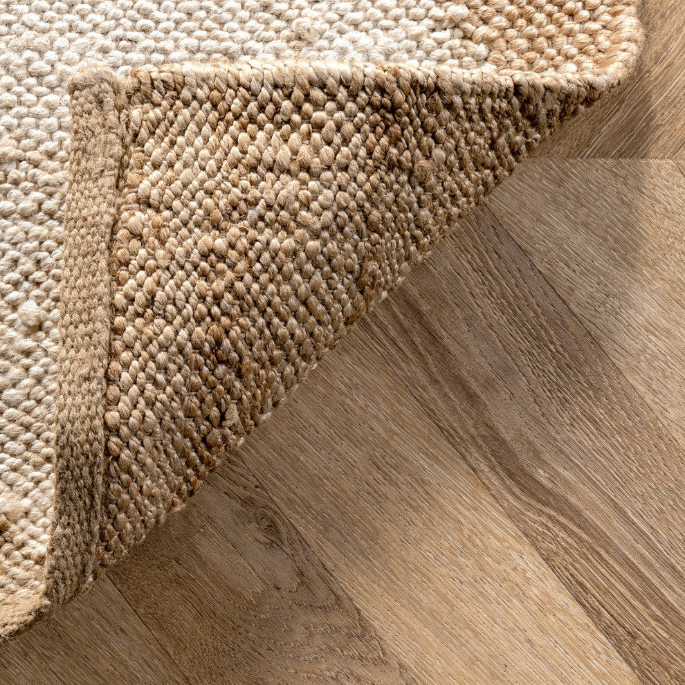 Louie Diamond Checkerboard Jute Area Rug, Natural 8'x10'