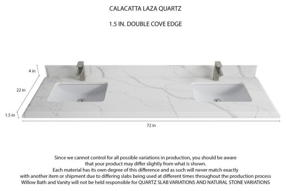 Elizabeth 72 Double Sink Bath Vanity in Dark Walnut Teak 1.5" Calacatta Laza