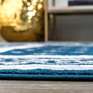 Acanthus French Border, Navy/Blue, 2x8