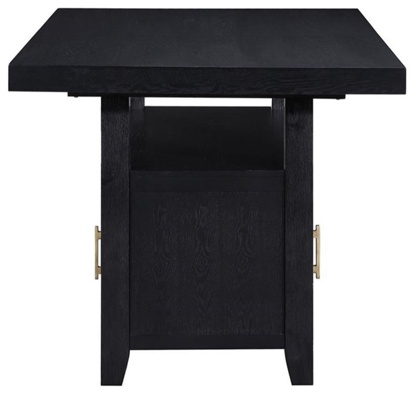Yves Rubbed Charcoal Wood Counter Height Dining Table with Storage