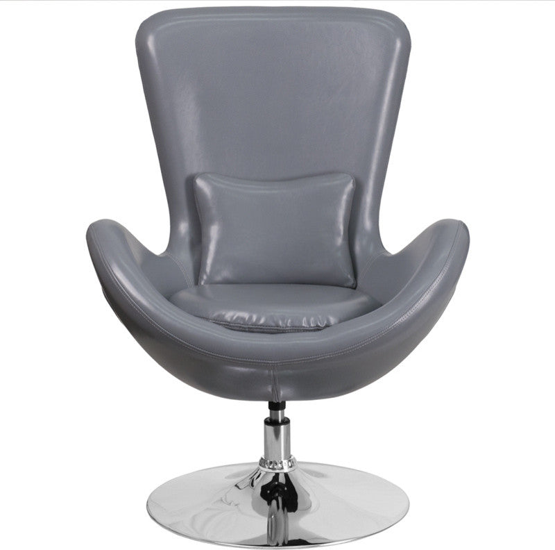 Egg Series Gray LeatherSoft Side Reception Chair