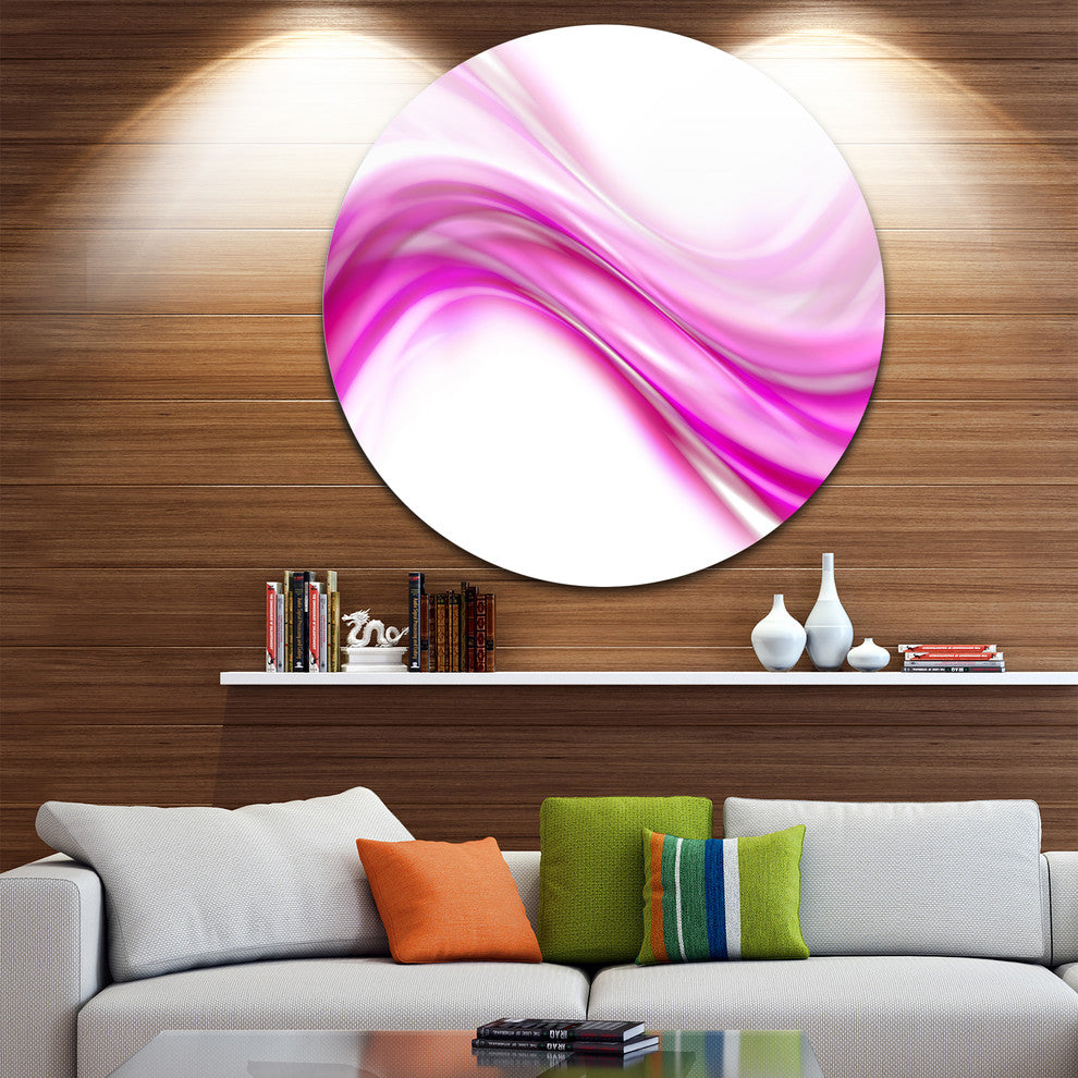 Abstract Pink Downward Waves, Abstract Digital Disc Metal Wall Art, 23"