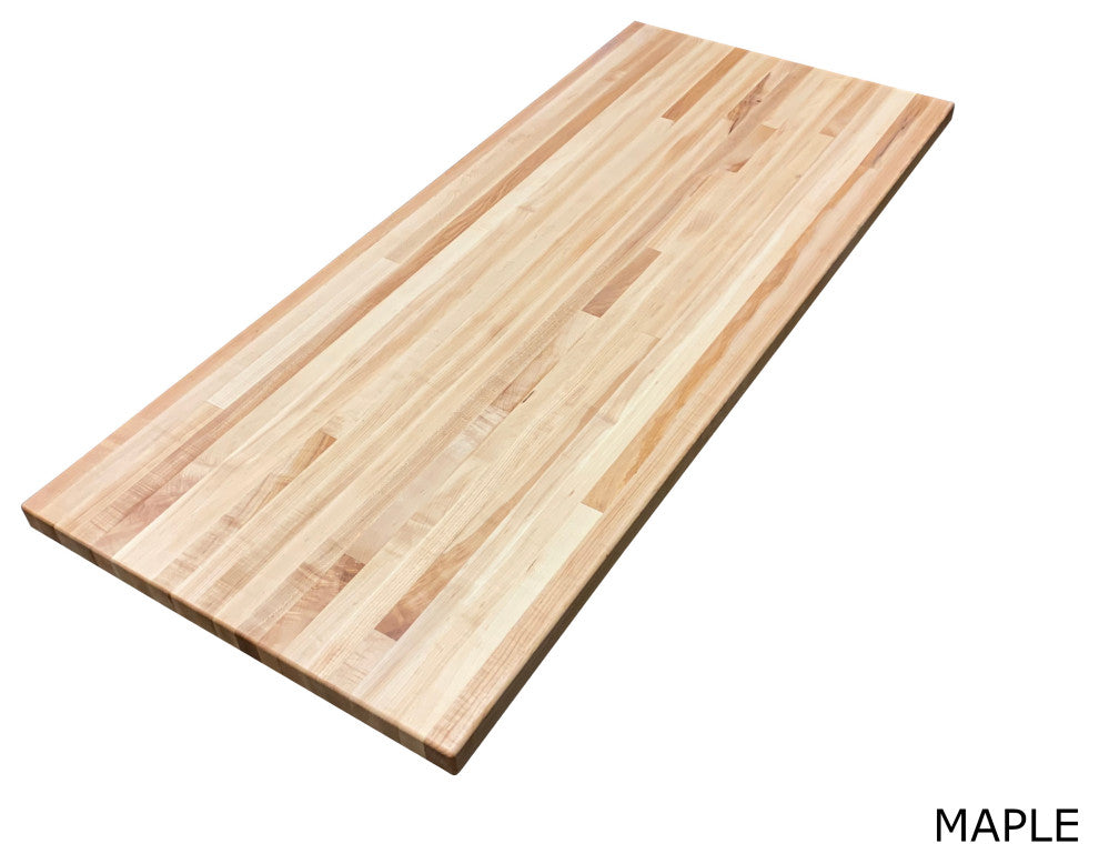26" Deep Edge Grain Butcher Block Countertop 1.5" Thick, Maple, 26" X 96"