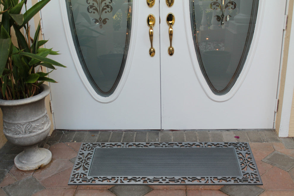 A1HC Rubber Pin Mat Paisley Border Heavy Duty Double Door Doormat 30"x48", Black