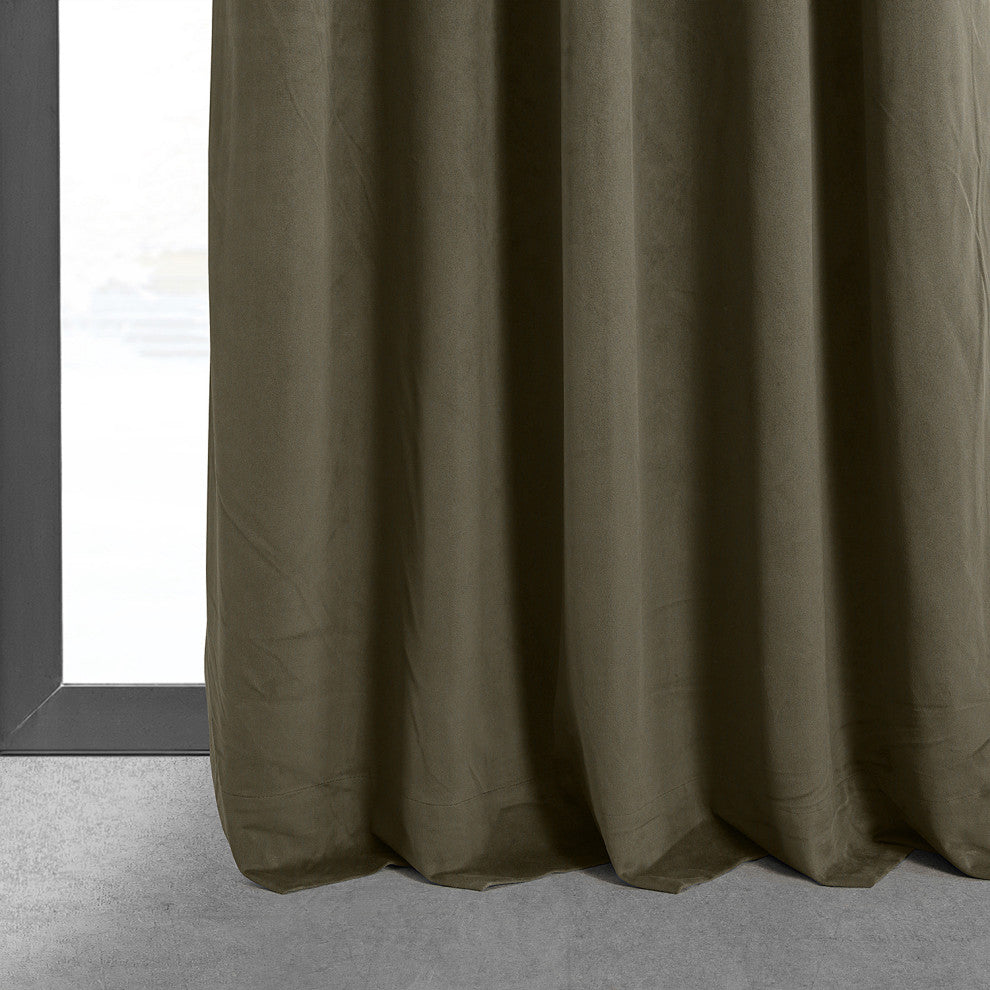 Signature Blackout Velvet Curtain Single Panel, Denver Taupe, 50"x84"