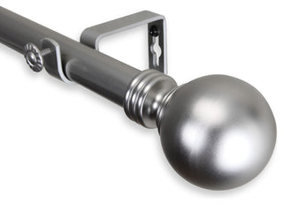 Globe Curtain Rod, Satin Nickel, 120"-170