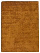 Hand Knotted Loom Silk Area Rug Solid Gold