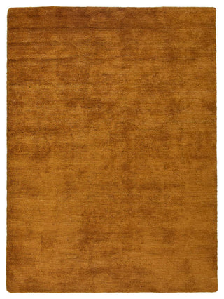 Hand Knotted Loom Silk Area Rug Solid Gold