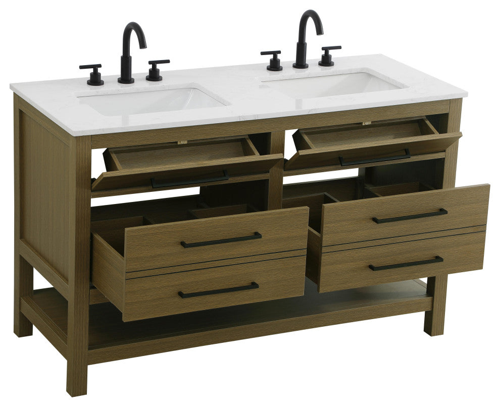 Home Living 54" Double Bathroom Vanity, Chestnut Brown