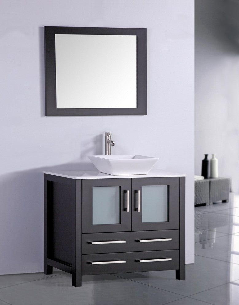 36" Bathroom Vanity With Matching Mirror, Espresso
