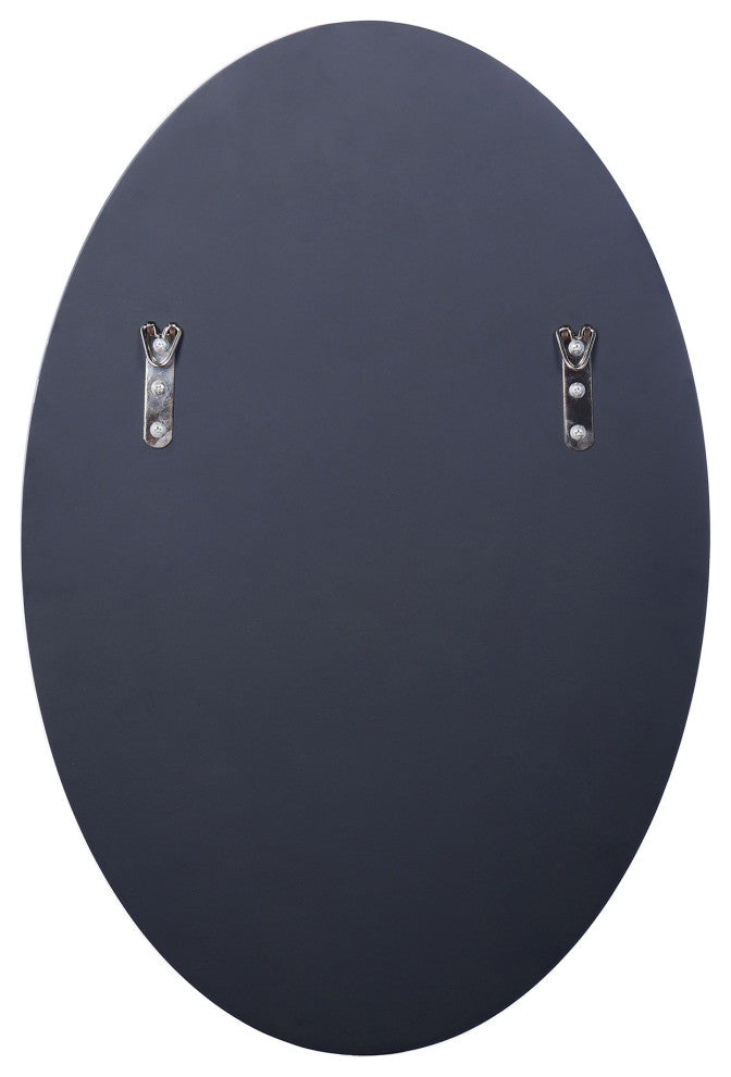 Gray and Clear Contemporary Oval Geometric Design Frameless Mirror