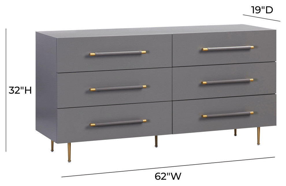 Trident 6 Drawer Dresser, Gray