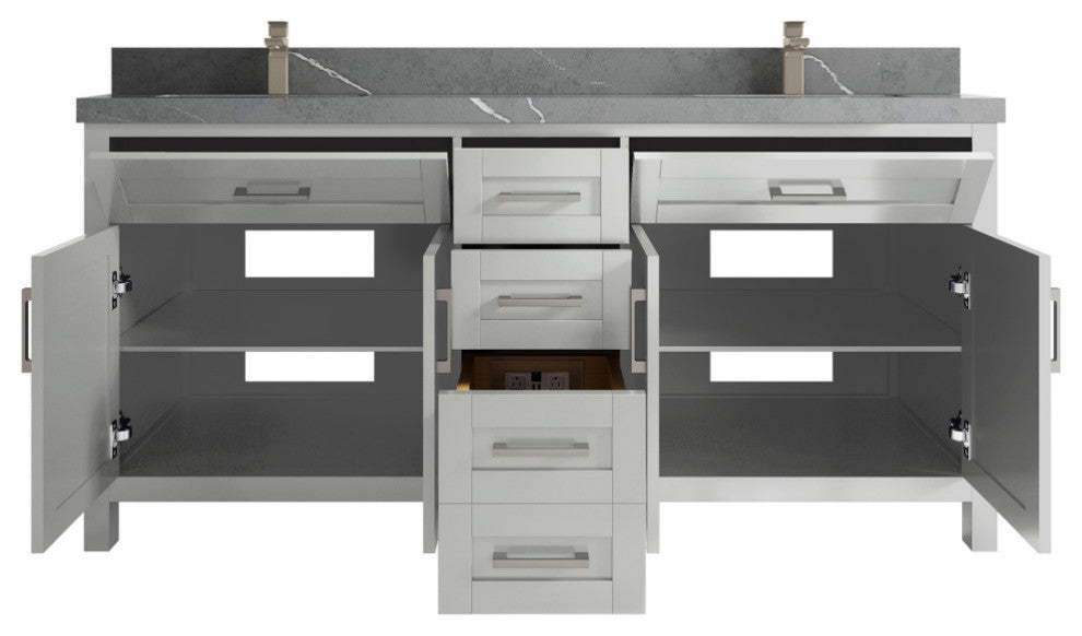 Cambridge 72 Double Sink Bath Vanity in Coventry Gray 2" Piatra Gray