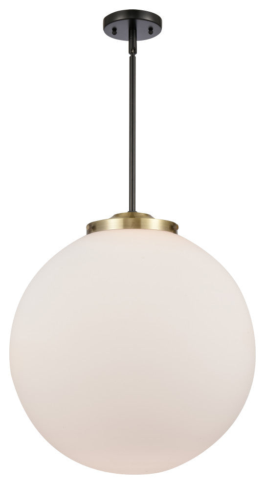 Beacon Pendant, Black Antique Brass, Matte White