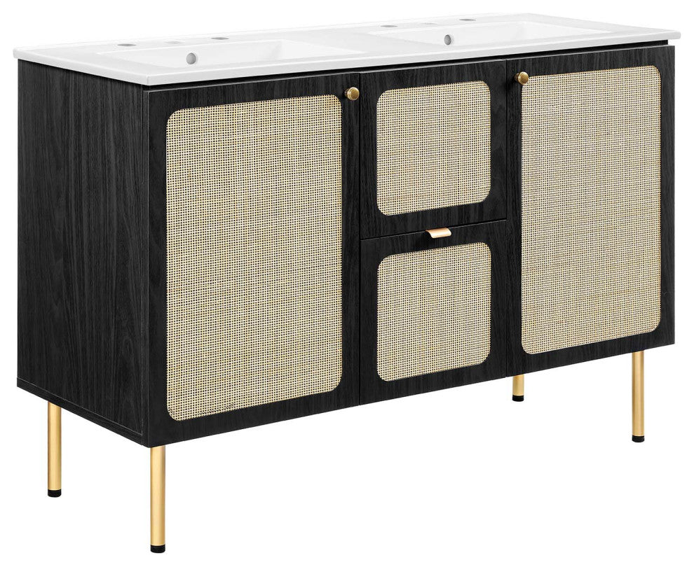 Chaucer 48" Double Sink Bathroom Vanity - Black White