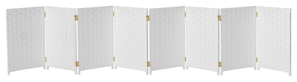 2 ft. Short Woven Fiber Room Divider 8 Panel White