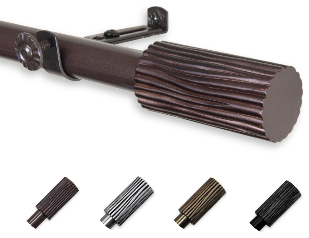 Cedar 3/4" Curtain Rod 28-48", Black, Cocoa, 28-48"