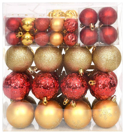 vidaXL Christmas Bauble Set 70 Piece Christmas Ball for Xmas Tree Gold and Red